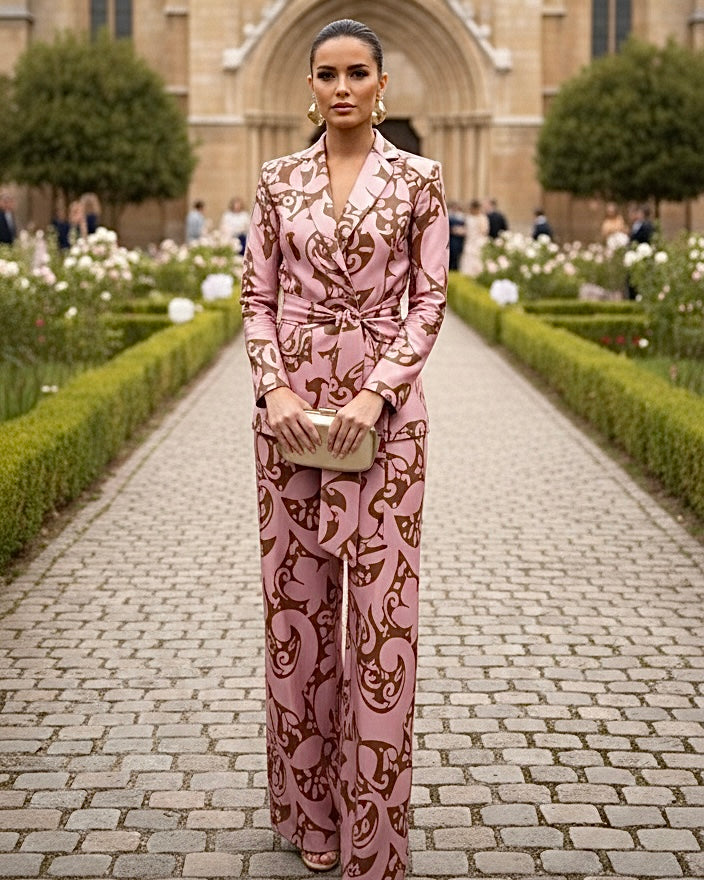 Traje Sevilla rosa/chocolate