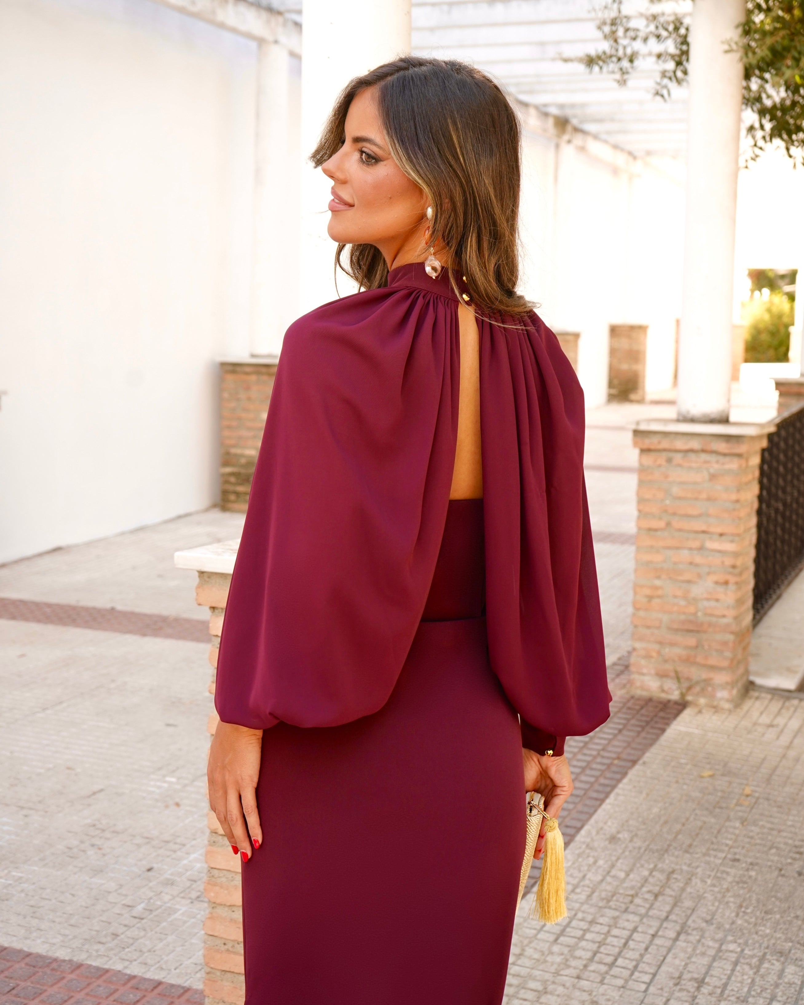 Vestido Estela burdeos